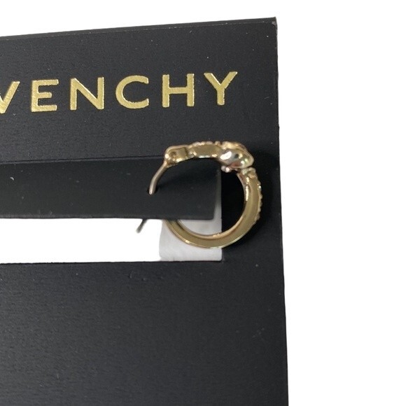 Givenchy Rose Gold Tone Crystal Small Hoop Earrings Saddleback Closure - Picture 2 of 7